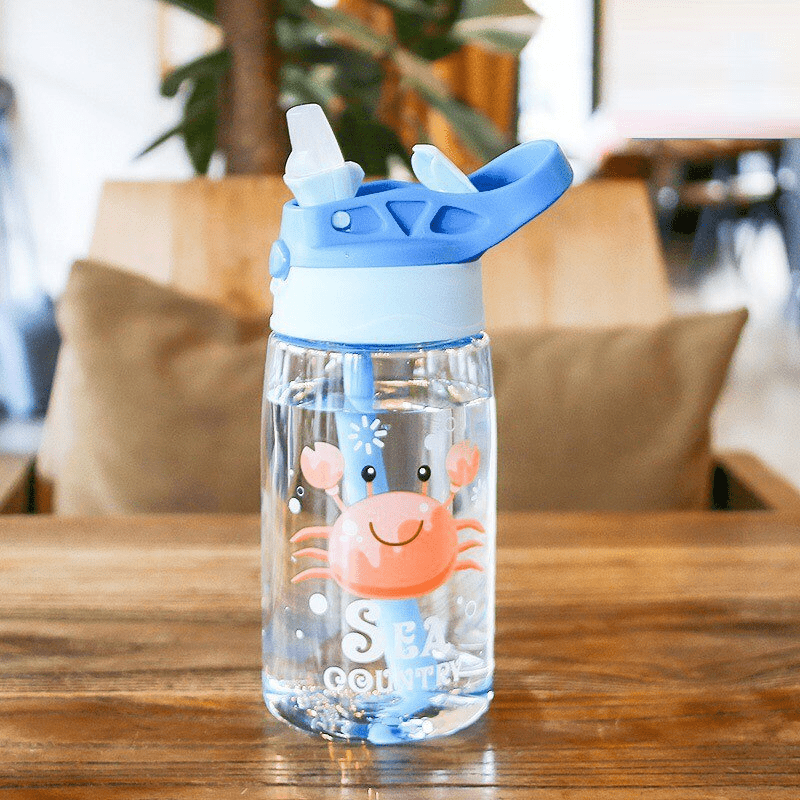 1pc Cartoon Water Bottle With Strap Clear Plastic Water Cups