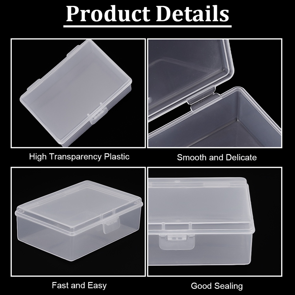 3 Sets Clear Plastic Storage Cases Small Beads Organizer Container  Transparent Boxes with Hinged Lid for Small Items with Hinged Lid and  Rectangle