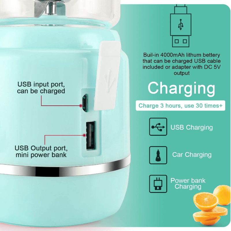 4 Colors Usb Rechargeable Personal Portable Blender For - Temu