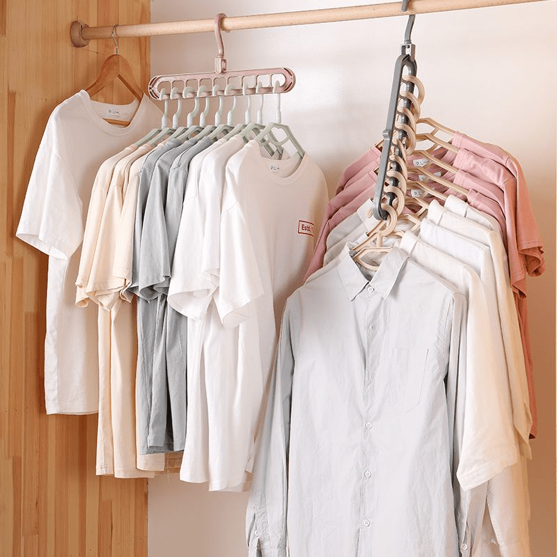 Triangle 9-hole Clothes Hanger Organizer Space Saving Hanger Multi-function  Folding Magic Hanger Drying Racks Scarf Clothes Storage