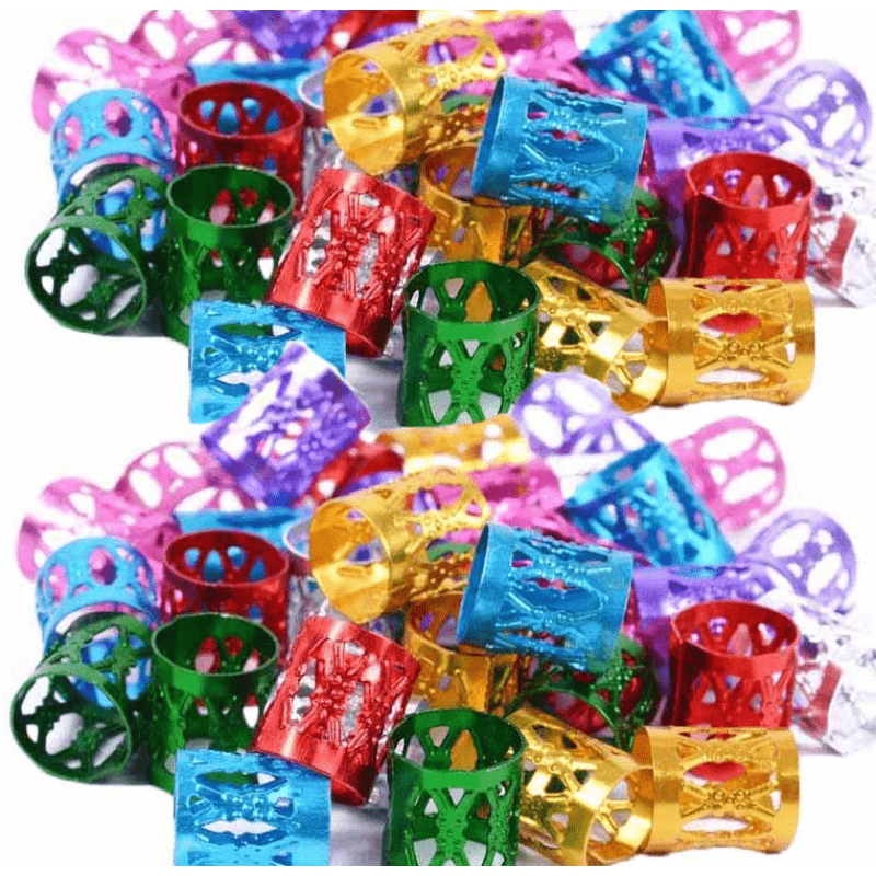 245pcs Hair Beads Set for Braids, Golden Braid Beads Adjustable Aluminum Dreadlock Rings Cuffs Clips for Girl Women Men Hair Braids Decoration