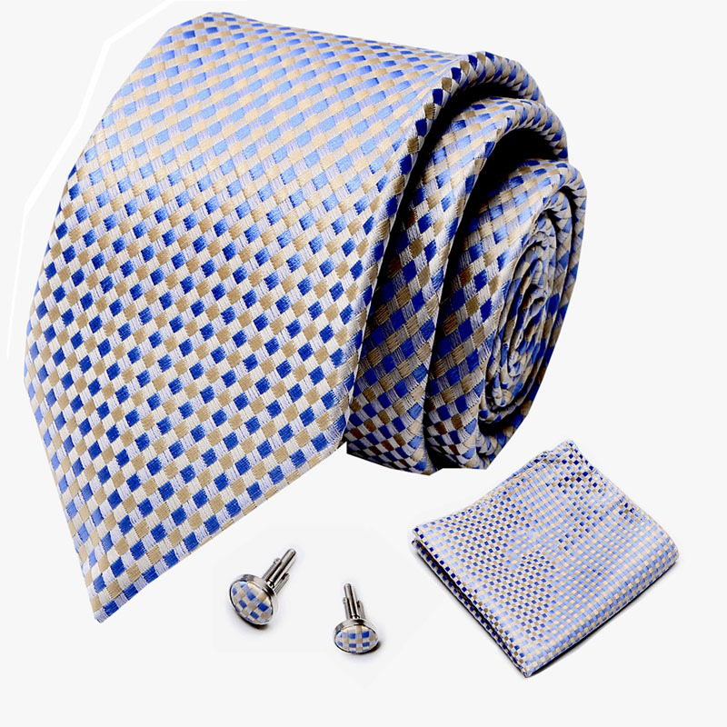 Business Men's Tie Set with Cuff Square Scarf