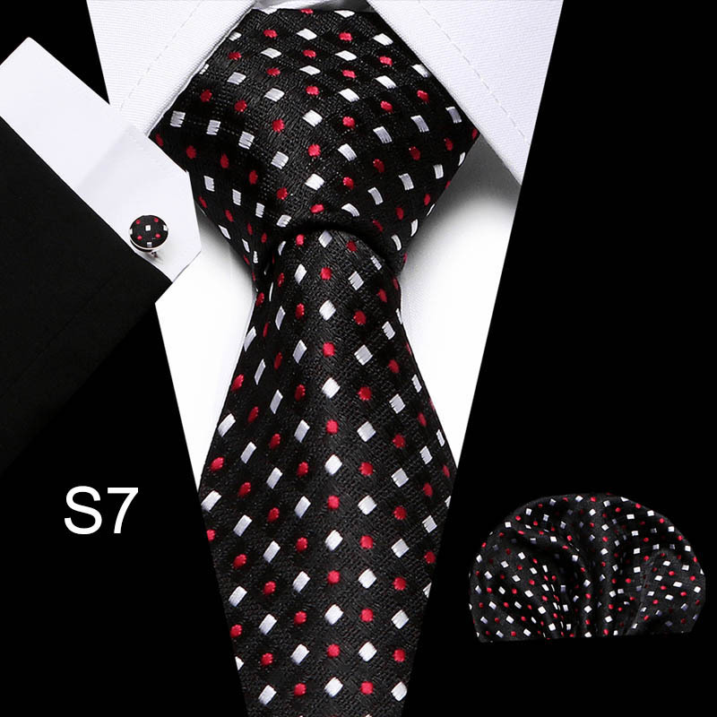Business Men's Tie Set with Cuff Square Scarf