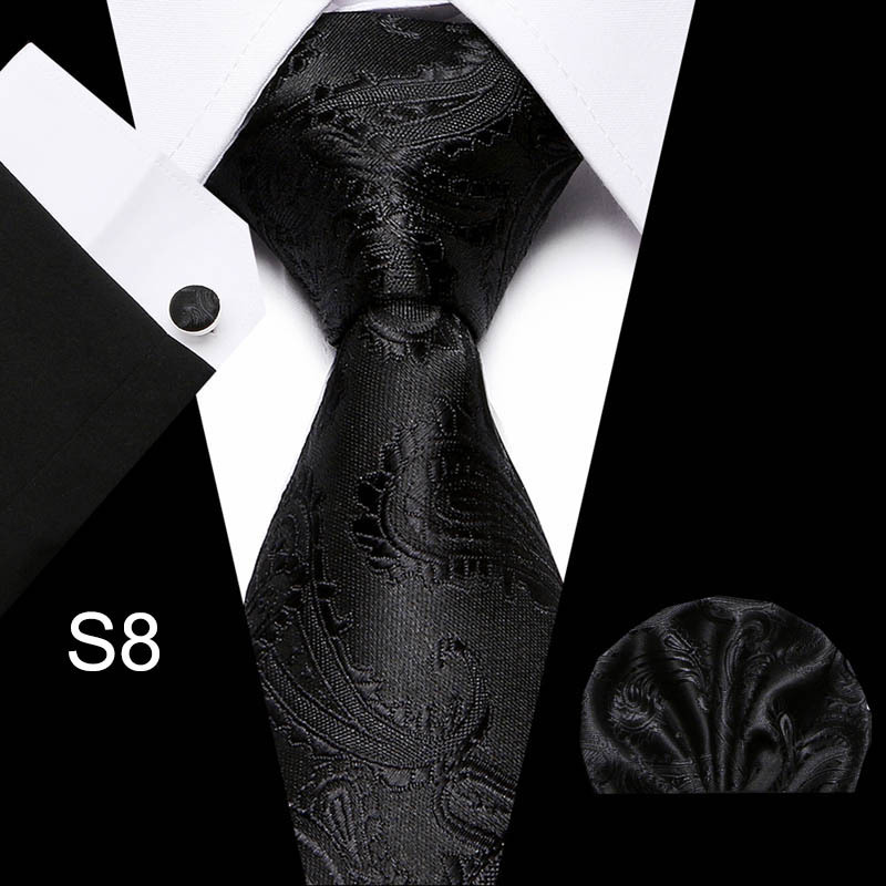 Business Men's Tie Set with Cuff Square Scarf