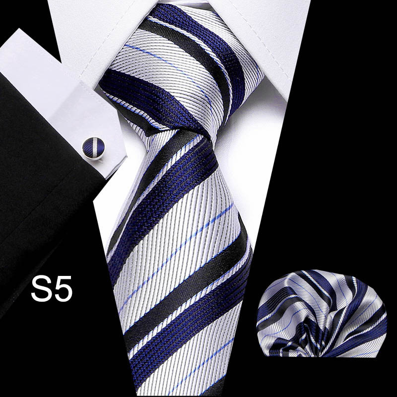 Business Men's Tie Set with Cuff Square Scarf