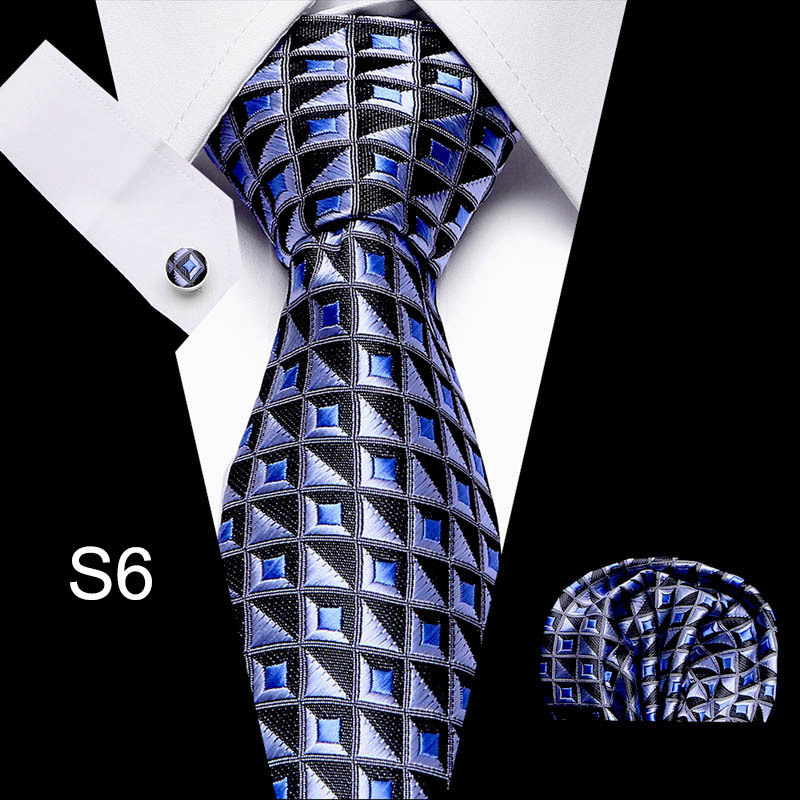 Business Men's Tie Set with Cuff Square Scarf