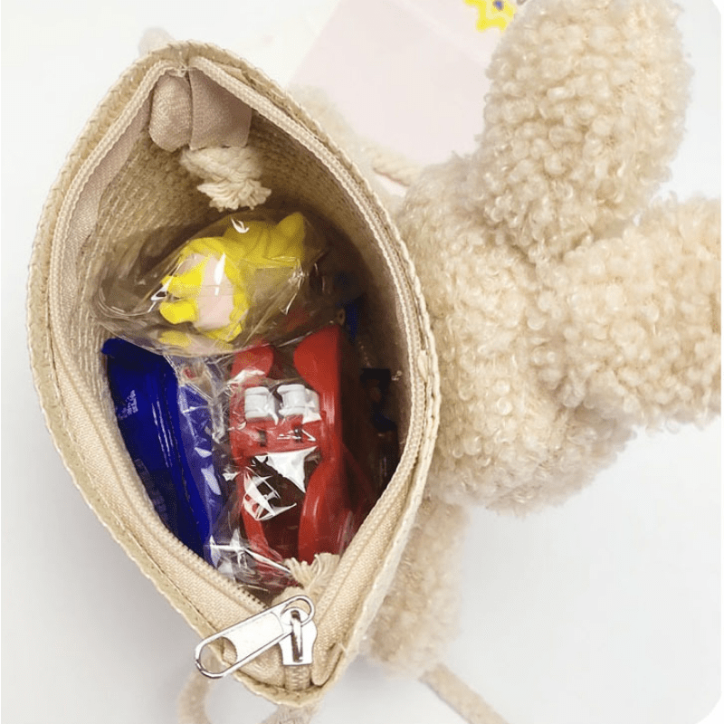 Straw Coin Purse With Cartoon Carrot Decoration