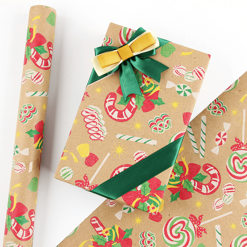 Christmas Wrapping Paper: Vintage Kraft Red Check For - Temu