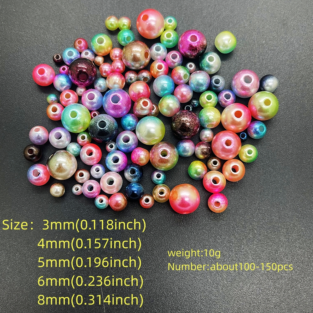 Round Rainbow Color Imitation Pearls Beads Crafts Decoration for DIY  Bracelets Necklaces Jewelry Making 4/6/8/10mm 50-500pcs/lot