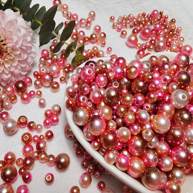Round Rainbow Color Imitation Pearls Beads Crafts Decoration for DIY  Bracelets Necklaces Jewelry Making 4/6/8/10mm 50-500pcs/lot