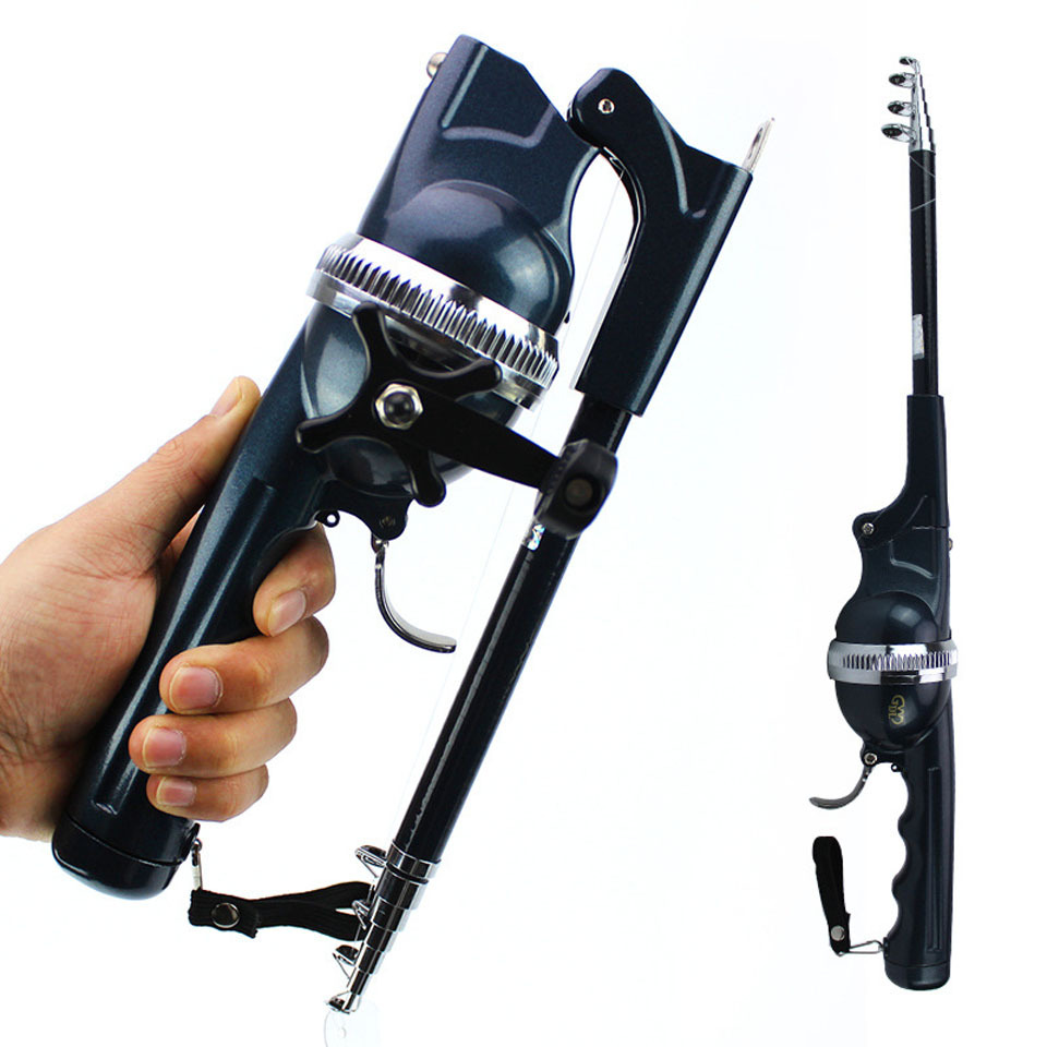 Fishing Rod,Lightweight Plastic Folding Integrated Fishing Rod and Enclosed  Reel Tackle Accessory
