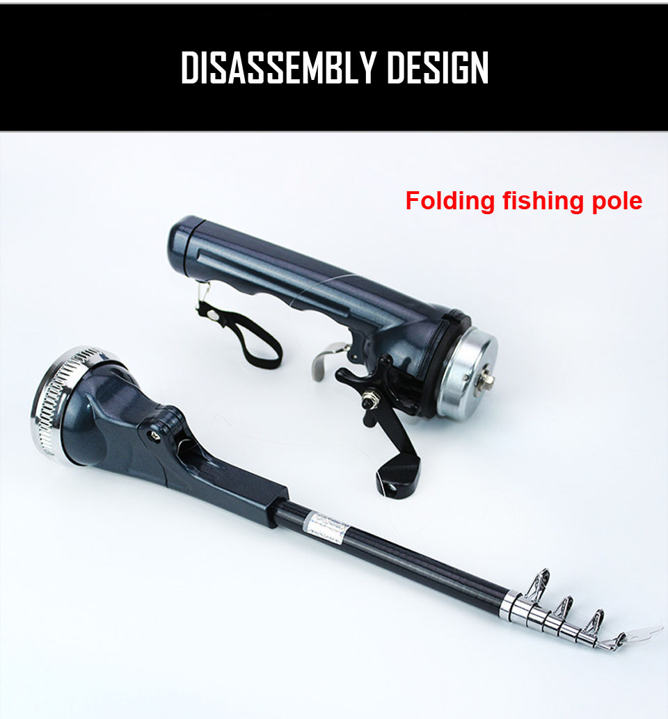 Portable Full Metal Fishing Rod, 52.76inch Foldable Fishing Lure Rod,  Telescopic Fighing Pole Reel Combo With Fishing Line