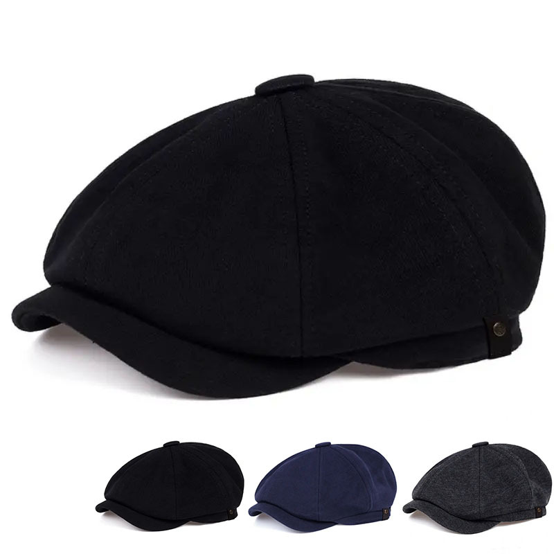 

Solid Color Casual Newsboy Hat Lightweight Unisex Beret Vintage Painter Cap Hats For