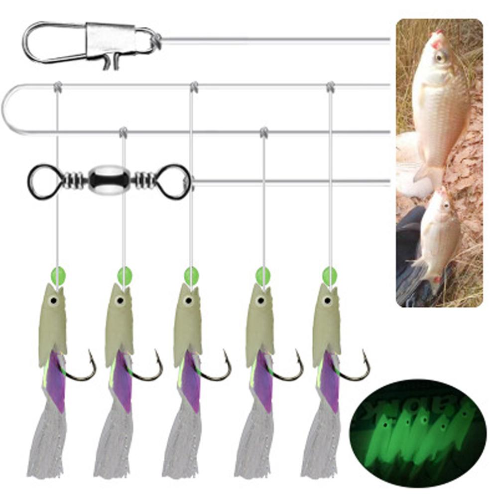 Colored Silk Design Luminous Fishing Hook Sabiki Rigs For Stronger  Temptation