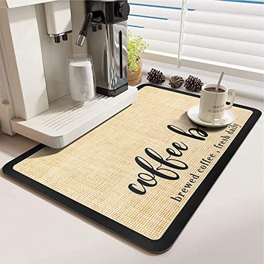  Dish Drying Mat Coffee Mat, Super Absorbent Dish Drying Pad for  Kitchen Counter, Easy Clean Dish Rack Pad 15 x 18 (Black & Off-white):  Home & Kitchen
