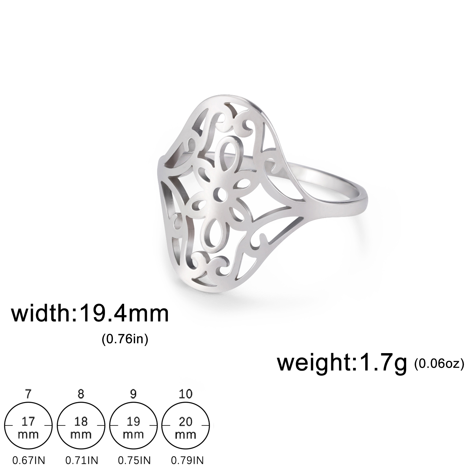 Stainless steel flower on sale ring