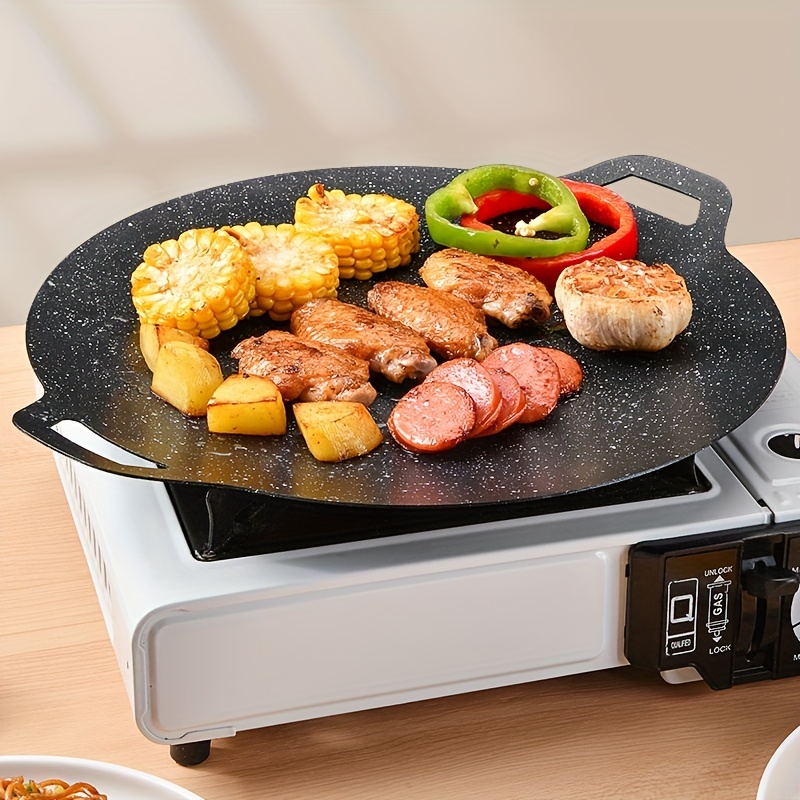 Nonstick Round Griddle Pan Korean Grill Pan With Handles - Temu