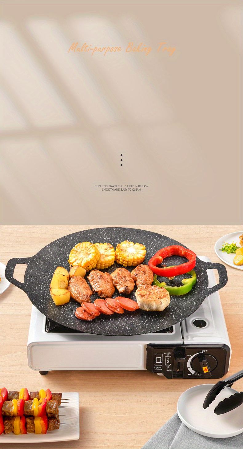 Bbq Grill Pan, Stovetop Bbq Non-stick Round Barbecue Grill Pan, Smokeless  Barbecue Plate For Indoor Outdoor Grilling, Stove Top Grill Pan, Stovetop  Indoor Bbq Pan - Temu United Arab Emirates
