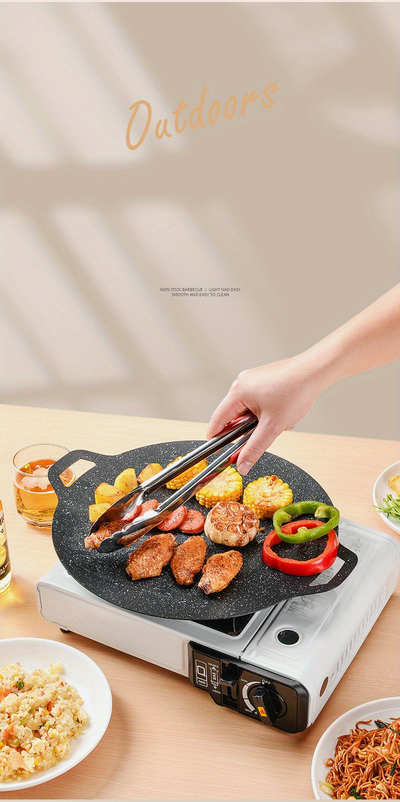 Grilling Pan for Stove Top, Korean BBQ Grill Pan Korean Barbecue Grill Oil  Hole Design Easy to Clean BBQ Plate Resistant Double Layer Korean BBQ Grill