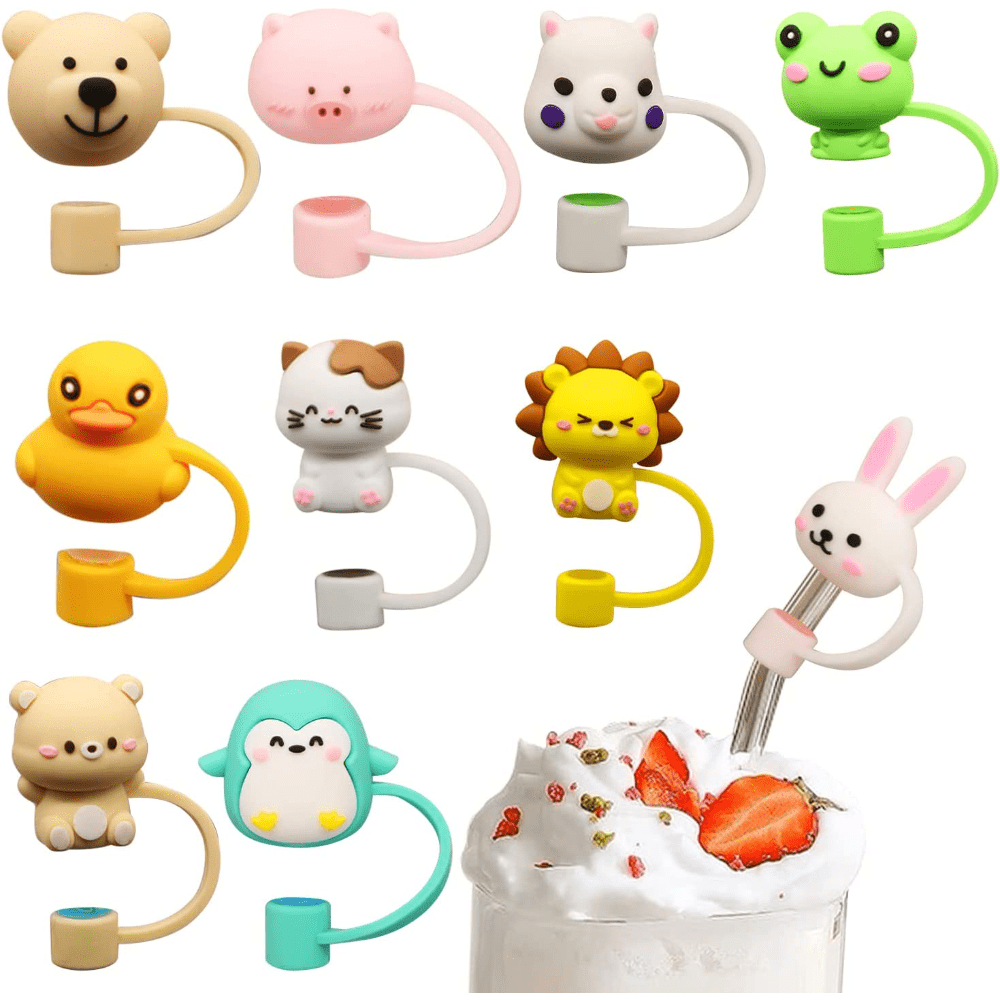  10pcs Straw Covers for Reusable Straws, Cloud Duck Bear Shaped  Straw Caps Covers Cute Silicone Straw Tips Cover Dust-Proof Straw Covers Cap  Straw Toppers for Sippy Cups with 6-8mm Diameter Straws 