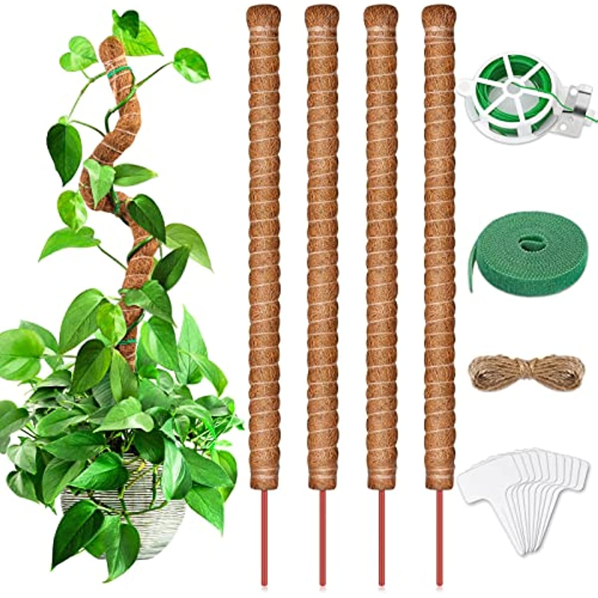 2 Pcs Moss Pole, 28 Moss Pole For Plants Monstera, Plant Stakes For Indoor  Plants, Bendable Thickened Core, Handmade Coco Coir Pole, Potted Plants