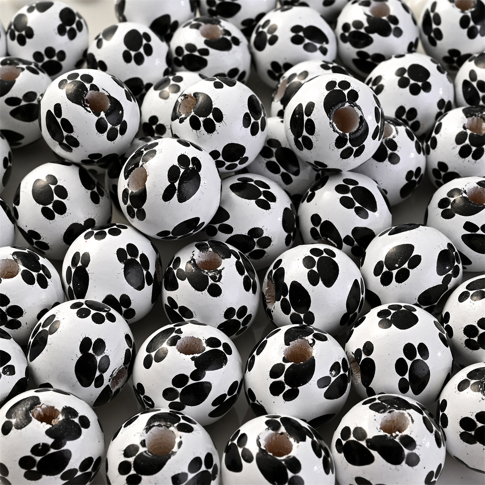 Leopard Cow Zebra Black White Wooden Beads Fashion For Diy - Temu