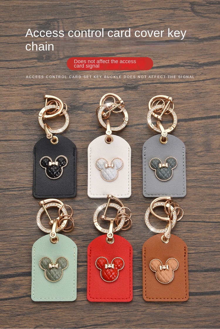 Cute Genuine Leather Keychain Mickey Mouse Lanyard Keyring Clothes Backpack  Bag Pendant Car Accessories Horseshoe Buckle Gifts - AliExpress