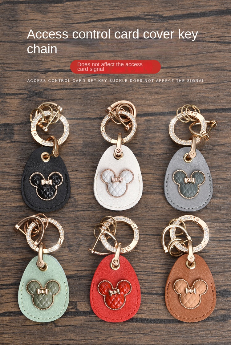 Cute Genuine Leather Keychain Mickey Mouse Lanyard Keyring Clothes Backpack  Bag Pendant Car Accessories Horseshoe Buckle Gifts - AliExpress