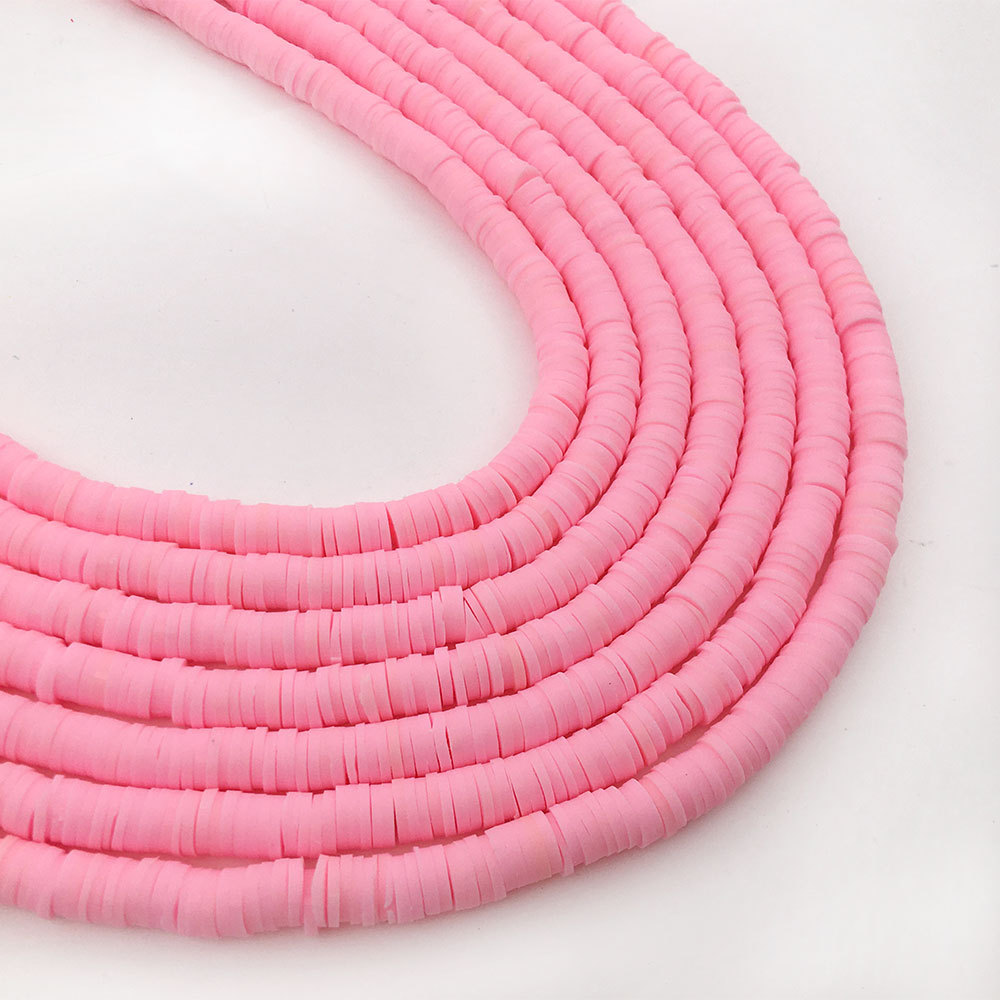 One Strand 290pcs 4 Colour Peach Lime Yellow Pink Polymer Clay Bead Katsuki  6mm