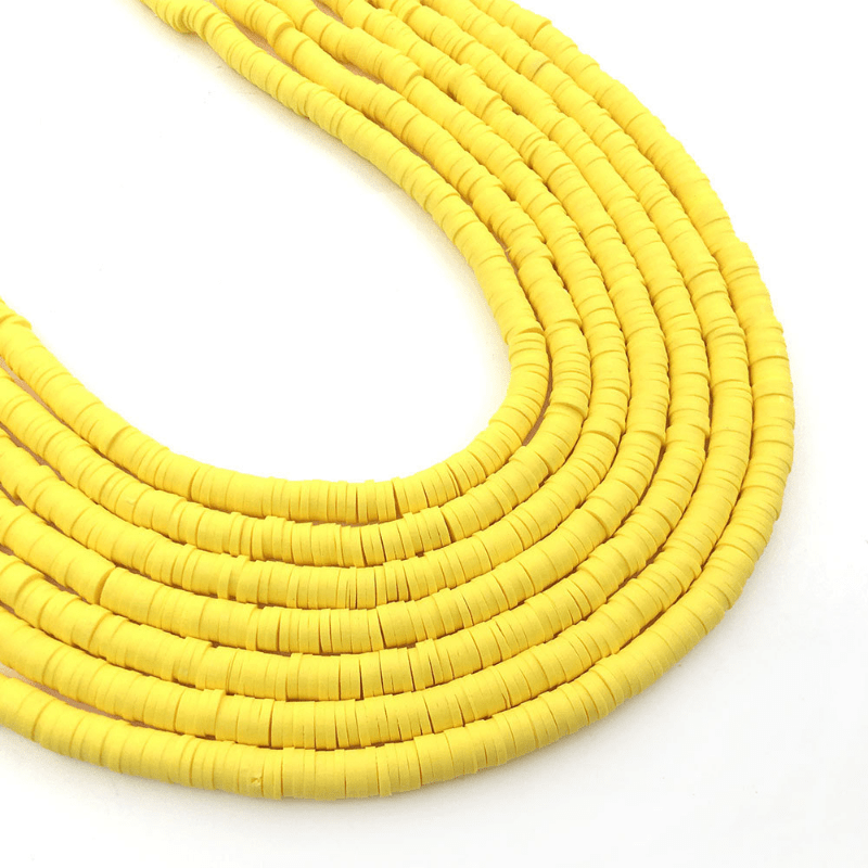8mm Polymer Clay Beads, Yellow Stripe, Rondelle, strand, pol0145