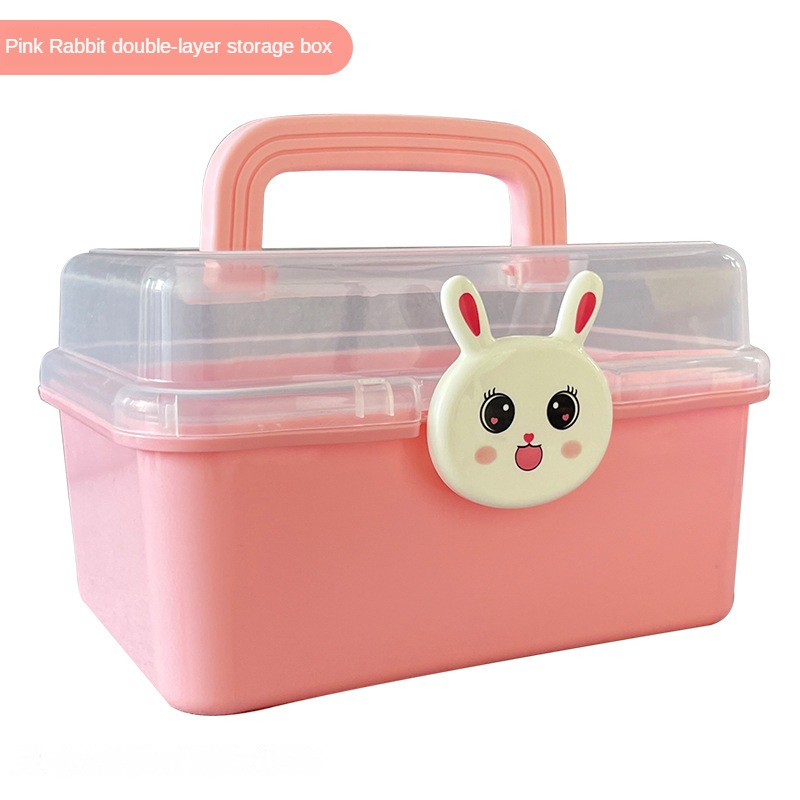 Small Double-layer Home Medical Box For Storage, With Handle, Big Capacity,  Suitable For Child, Cute Design