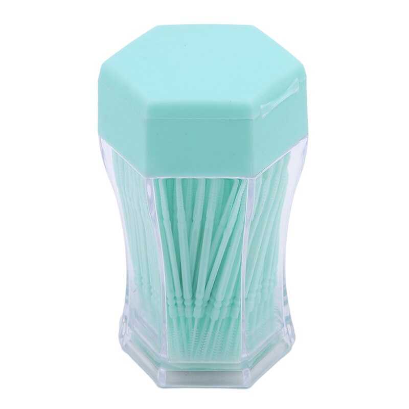 Image of 200pcs/set Soft Plastic Double-head Brushed Toothpick Oral Care Interdental Brush Toothbrush For Dentures