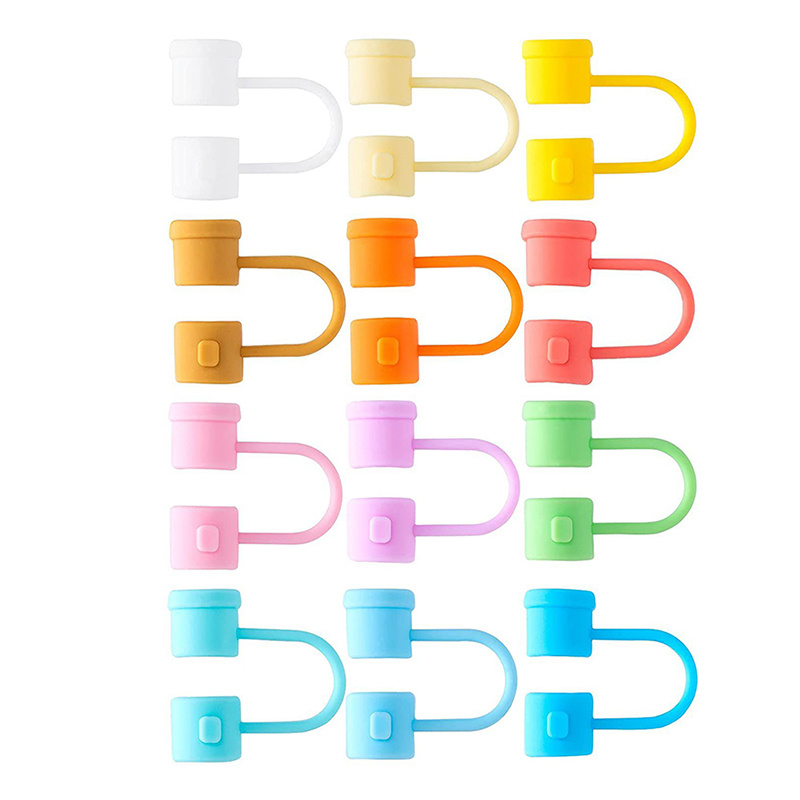 24Pcs Silicone Straw Tips Cover Set, 8-10mm Straw Cover for