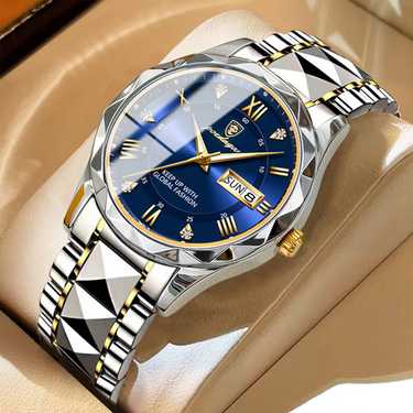 POEDAGAR Reloj de marca de lujo para hombres a prueba de agua con fecha luminosa Reloj de cuarzo de acero inoxidable para hombres, elección ideal para regalos