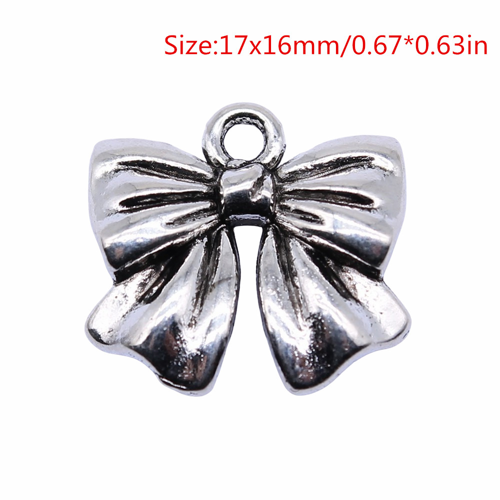 10Pcs Silver Plated Bow Charms Pendants Bulk For Jewelry Making