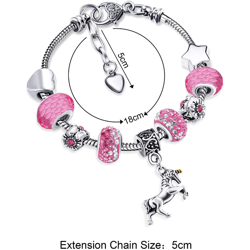 Crystal Charm Bracelet Pink / 18cm