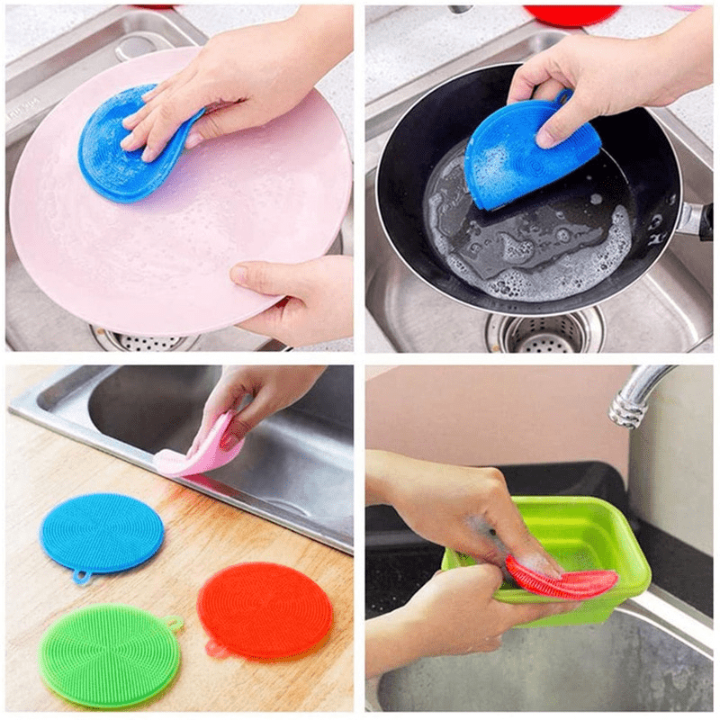 4pcs Silicone Scrubber Sponge Silicone Dish Sponge - Temu