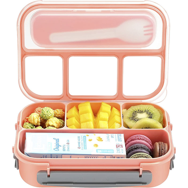 1PC Bento Box with Fork,4 Compartments Lunch Box Containers with Soup Box  for Toddler,Kids,Adults,Microwave and Dishwasher,Freezer Safe