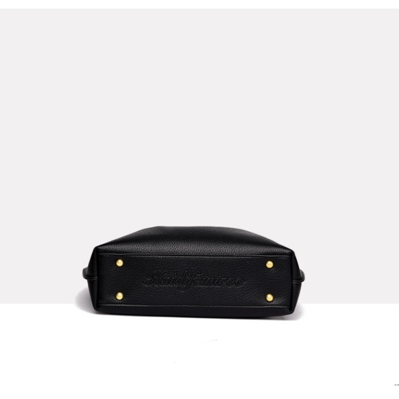 Litchi Embossed Shoulder Tote Bag Black Large Capacity