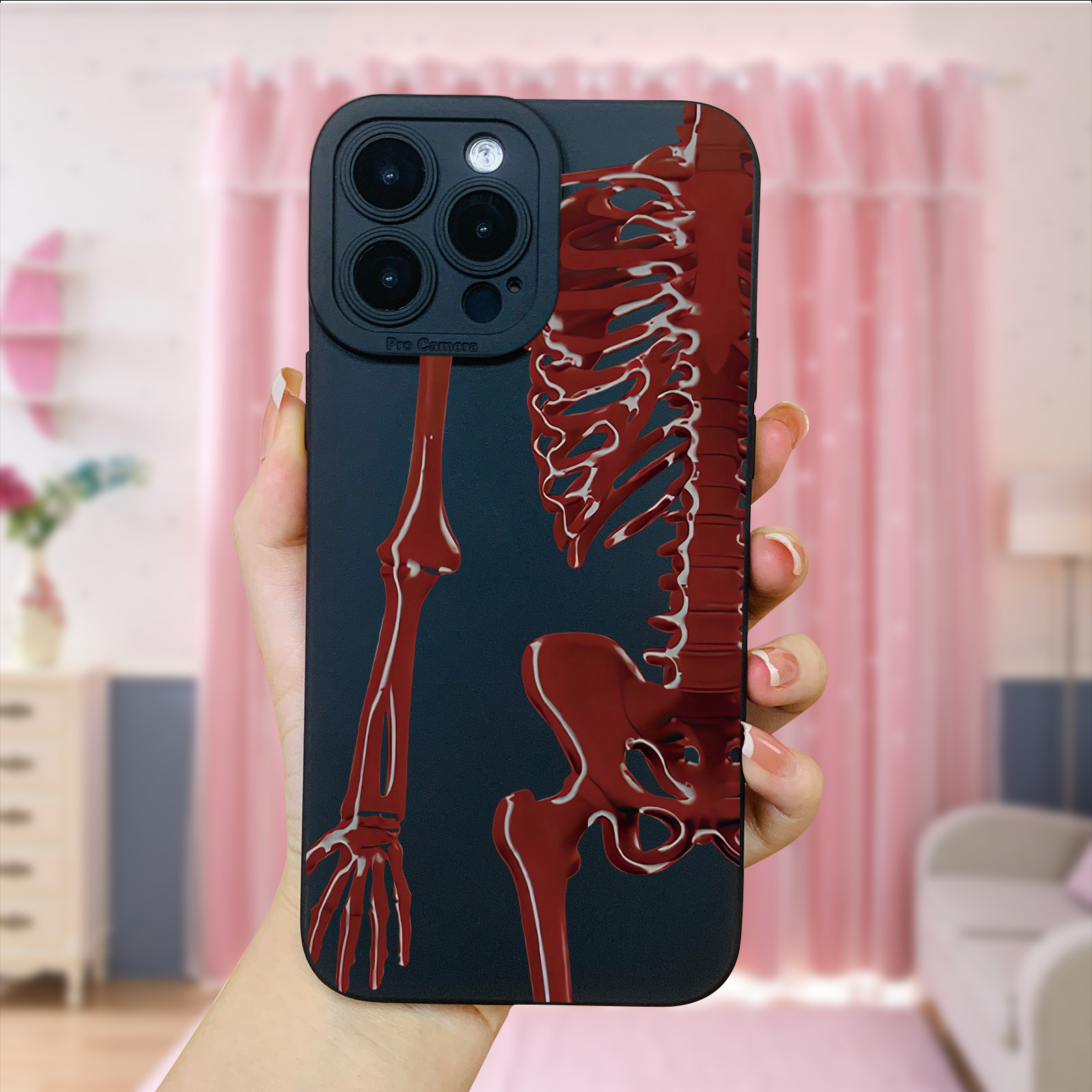 

Red Bone Graphic Printed Phone Case For Iphone 14 13 12 11 X Xr Xs 8 7 Mini Plus Pro Max Se, Gift For Easter Day, Christmas Halloween Deco/ Gift For Girlfriend, Boyfriend, Friend Or Yourself