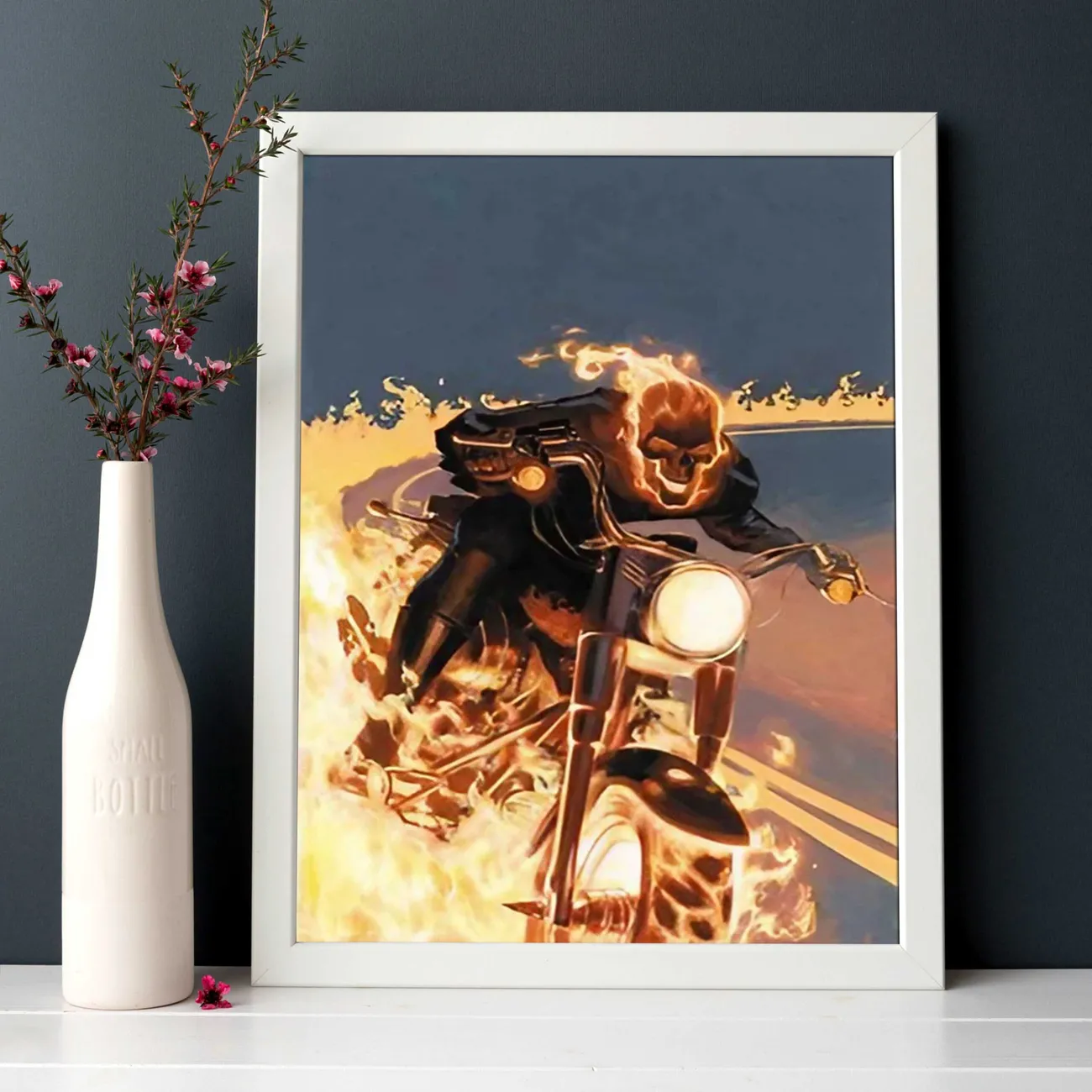 Fire Skeleton Riding Motorcycle Poster, Fantasy Art Poster,canvas Poster, Wall  Painting Art,living Room Home Decor, Frameless Temu Belgium