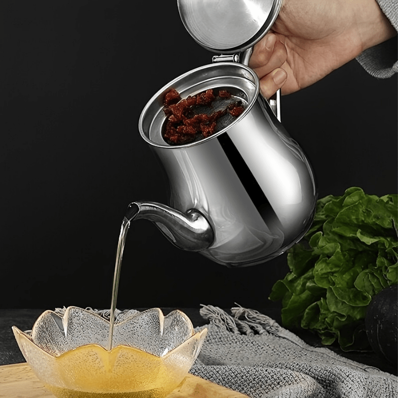 Kitchen Stainless Steel Oil Strainer Pot Grease Container - Temu