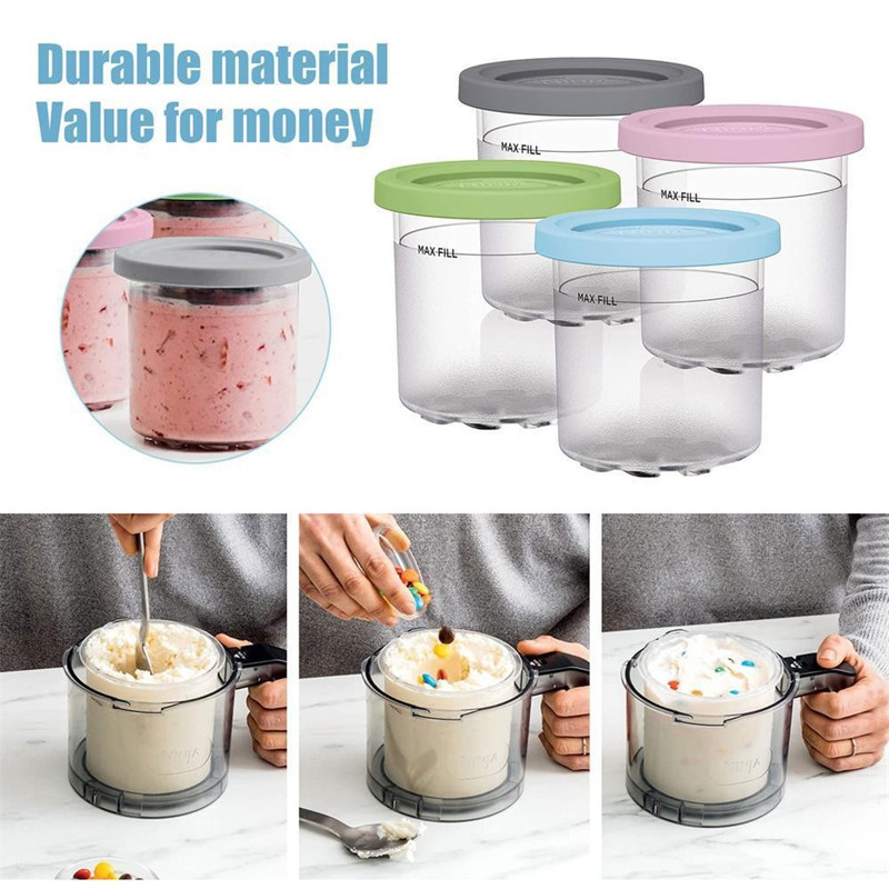 2Pcs Replacement Covers Silicone Ice Cream Container Lids Airtight