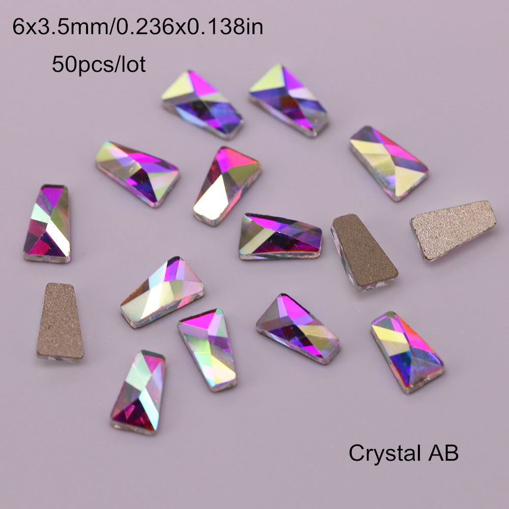 Lot Mixed Shapes Crystal Ab Flat Back Nail Art Crystal - Temu