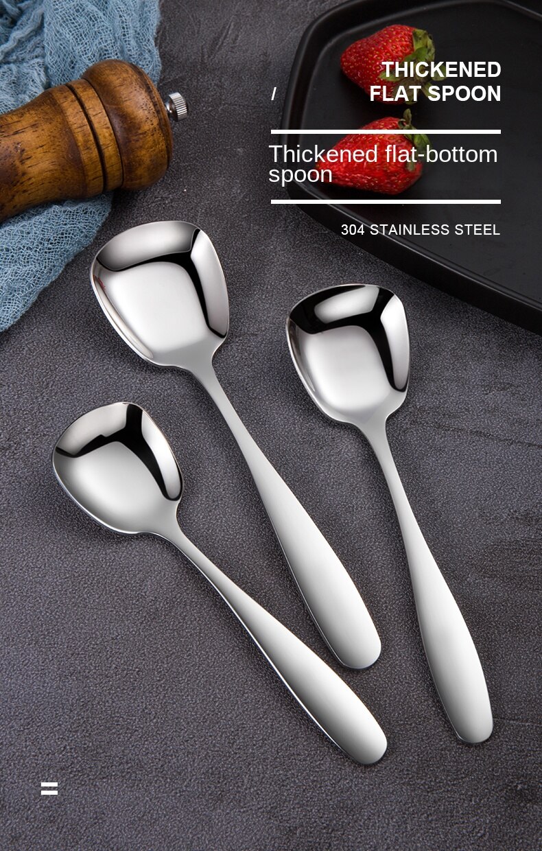 Square Head Spoon 304 Stainless Steel Spoon Soup Spoon - Temu