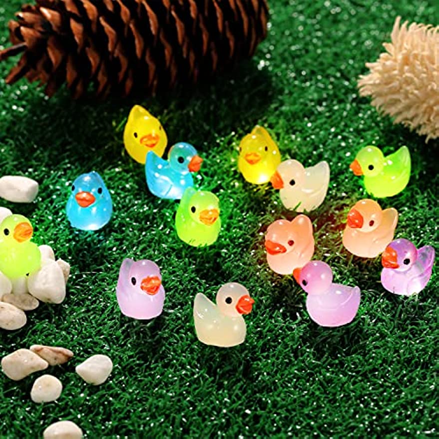 50pcs Mini Resin Ducks, Bulk Glow Resin Ducks, Little Ducks Glow In The  Dark Miniature Figure Ducks For DIY Garden Landscape Dollhouse Decor Potted