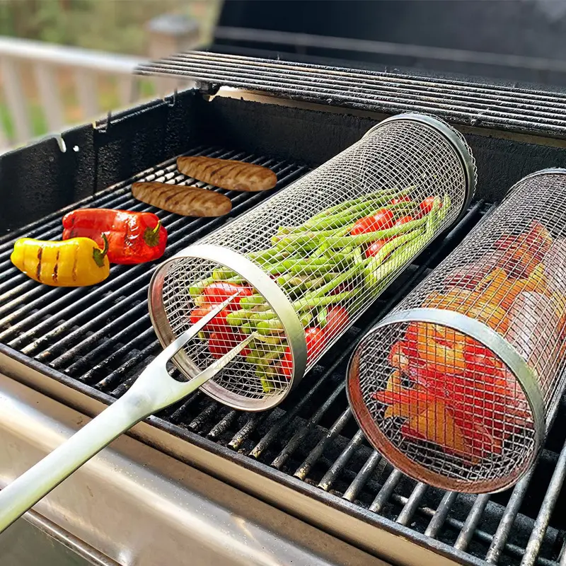 Stainless Steel Bbq Cage, Grill Cage, Perfect For Outdoor Grilling,  Camping, Grill Accessories Tool Gifts For Men Dad Boyfriend, Fathers Day,  Bbq Accessories - Temu
