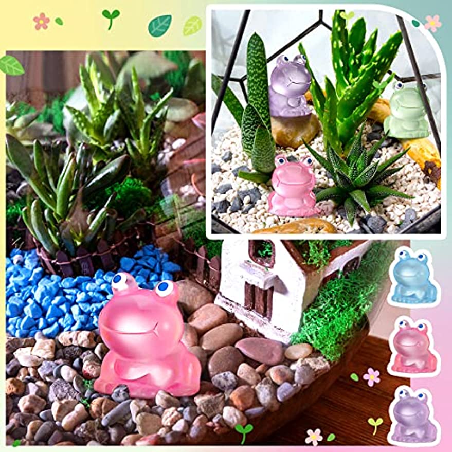  LOUHUA 165 PCS Luminous Mini Resin Frogs 11 Colors Glow in The  Dark Tiny Frogs for Office Prank Garden Potted Plants Party Decor Miniature  Landscape Aquarium DIY Craft : Toys & Games