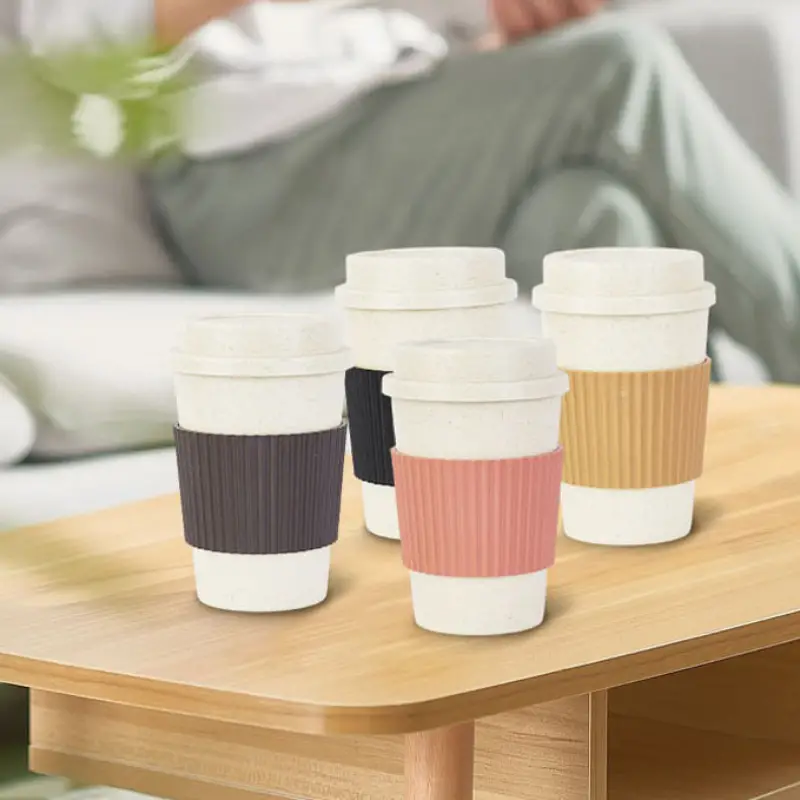 Portable Reusable Coffee Cup Travel Wheat Straw Fiber Coffee - Temu