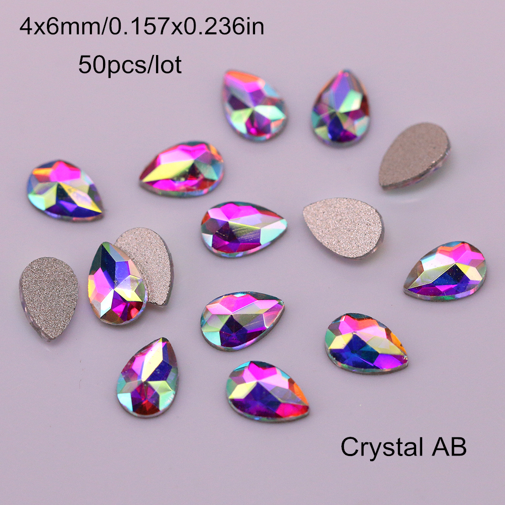High Quality 100pcs/bag Crystals AB Nail Rhinestones Flatback Bottom  Raindrop Rhombus Glass Stones For Nail Art Decorations - AliExpress